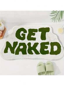 1pc Bathroom Asymmetrical Shape Absorbent Non-Slip Mat, English Letter Faux Wool Front Door Mat, High Density Flocked Replacement Mat, Kitchen Anti-Dirty Absorbent Carpet Christmas Decor Kitchen Rug