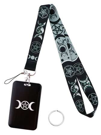 1pc Cute Star Moon Lanyard With ID Badge Holder, Tarot Elements Teacher Lanyard For Keys, Keychains, Great Gift For Women Men, Teacher, Staff, Nurses. Car Accessories Bag Charm Backpack For School Bag Lanyards With Id Holder Car Accessories Bag Charms Christmas Car Accessories Friend Sister Gift Ideas