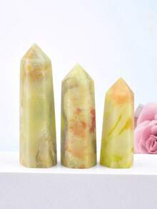1pc Natural Crystal 5-8cm Flower Agate Column, For Home Decor, Tabletop Display, Gift - Flower jade - View 1