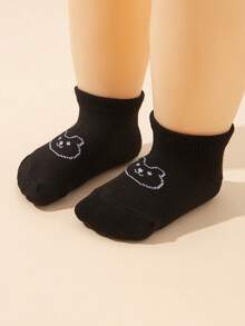 5 Pairs Baby Bear Pattern Elastic Ankle Socks, Gender Neutral Infant Socks, Soft And Suitable For Newborns, Suitable For Boys And Girls Everyday Wear - Khaki - View 3