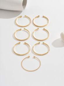 7 Stücke/Set stilvolle, vintage, hochwertige, gehämmerte Armreife in Form von Pfeilen, Diamanten, Blumen, Hexagrammen und Verdrehungen, geeignet für den täglichen Straßenmode-Look von Frauen, das Treffen mit Freunden, Reisen, Geschäftsveranstaltungen, romantische Urlaubsreisen und Partys