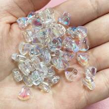 50pcs 8mm Side Drilled Glass Heart/Butterfly Beads For DIY Jewelry Making, Can Be Used For Necklaces, Bracelets, Earrings, Belts, Headpieces, Shoes, Phone And Key Chains, Etc.