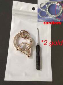 5pcs/Set Loop D-Rings Screw In Shackle Diamond Spring Ring Split Ring Metal Car Keychain Diy Parts Accessories,Bling Bling Rhinestones Car Keychain, Carabiner, Keychain, Key Ring, Charm Chain - Multicolor - View 10