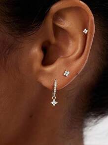 3Pcs Silver Earrings Sterling Silver Jewelry Flower Earring For Women Vintage Stud Earring Piercing Gift For Mom Bridal Jewelry Fine Jewelry