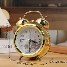 1pc 3-Inch Vintage Style Silent Alarm Clock With Night Light And Handle, Suitable For Sleepers, Adults, Students, Desk, Dorm, Bedroom, Cartoon Design, Battery Powered (Battery Not Included), Mother's Day Gift