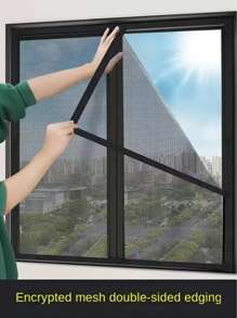 1pc Summer Mosquito Net For Windows, Hook And Loop Self-Adhesive, Curtain Door Screen No Punching Whole Covered Window Mesh, Breathable And Transparent Mosquito Net, Suitable For Different Doors And Windows, No Punching, Self-Adhesive Installation, Removable And Easy To Clean