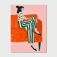 1 buc. Poster artistic la modă pentru femei pe canapea - Decorare de perete în stil pictură în ulei fără rame, potrivit pentru camere de zi, dormitoare și birouri de acasă - ilustrații retro și moderne, decor minimalist, artă de perete poster - Multicolor - Vizualizare 10