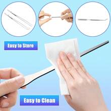 2pcs Set, Straight & Bent Tip Tweezers, Thicker Bent Stainless Steel Tweezers, Gardening/Aquascaping Tweezers With Teeth, Non-Slip Round Head, For Reptile Feeding Tools