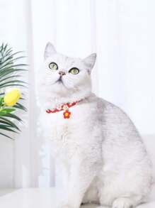 1pc Cute Flower Pendant Ditsy Floral Pet Collar, Suitable For Indoor & Outdoor Small/Medium Cat Dog Accessories