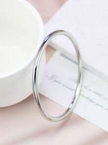1pc Chinese Style Three Lifetimes Titanium Steel Bangle Bracelet, Glossy Non-Fading Versatile Simple Design