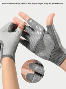 AD 1 Pair Women's Fingerless Workout, Fitness, Cycling, Motorcycle Riding Gloves, Anti-Slip Cushioned Design For Gym, Dumbbell, Yoga Training