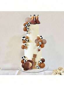 26PCS Or 3PCS Rodeo Cake Topper Western Cowboy Hat Cake Decoration Cowboy Themed Birthday Cake Topper Brown Ball Cow Ball Cake Topper Western Cowboy Hat Boots Soft Clay Decoration Cake Ornament Decoration - Brown - View 3