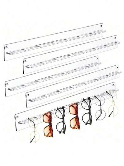 1pc Transparent/Black Acrylic Fashion Glasses Display Rack, Hanging Sunglasses Organizer Without Drill,Wall-Mounted Eyeglasses Holder Shelf, Glasses Display Prop (Comes With 2 Nail-Free Stickers), Nail-Free Sticker Installation, Gender Reveal Party, Perfect For Birthdays, Weddings, Parties, The Perfect Gift For Colleagues, Friends, And Family, Back To School