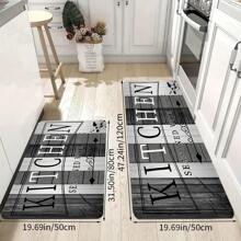 1 pièce Tapis de cuisine classique imprimé de grain de bois de couleur foncée, mousse à mémoire de forme à haute rebondissement, tapis absorbant et antidérapant pour la cuisine, le couloir, la salle de bain, l'entrée, la salle à manger et autres décorations de la maison