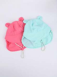 1 pezzo Cappellino per bambini con design carino a orecchie, colore uni, a secco rapido, adatto per attività all'aperto estive, parco, spiaggia, piscina, con protezione UV