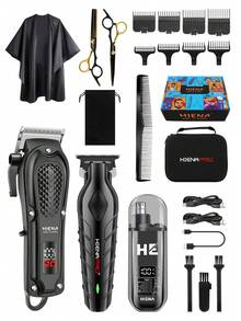 HINEA HIENA 3-In-1 Cordless Hair Clipper Set, Includes 2299 Shaver Blades, 360° Nose Hair Trimmer, And 2 Thinning Scissors, Deluxe Home Grooming Kit, Best Gift For Family And Friends - 212 - View 3