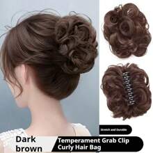 1pc European And American Curly Messy Bun Hair Claw Clip, Elegant Fluffy Synthetic Hair Bun Holder, Hair Accessory For Volumizing And Curling Hairstyles, Suitable For Daily Wear, Outings And Styling Hair Clips Hair Jaw Clip Hair Clamps Hair Clutch Hair Catcher Clip