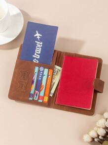 1pc Passport Cover With World Map & Letter Print And Fixed Design Passport Holder PU Leather Travel Passport Cover For Business Trip & Outdoor Travel Stuff Travel Items Travel Wallet Passport Holder Passport Wallet Beach Vacation Bag Summer Travel Essentials Travel Accessories For Back To School And Vacation For Gift Giving Family Friends Lovers Holiday