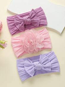 jralon Set de 3 diademas de flores de tul para bebés, bandas elásticas de nailon para bebés y niños pequeños, adecuadas para todas las estaciones