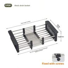 RVS hangende afdruiprek, verstelbare multifunctionele afdruipmand, keuken gootsteen organizer rek, ABS antislip uitbreidbare opbergplank