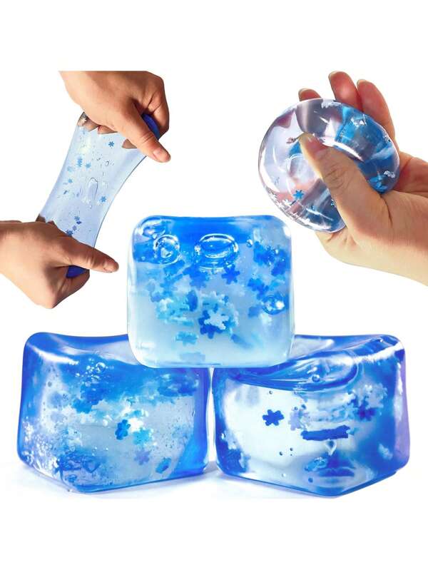 4 Packs Stress Balls Ice Cube Fidget For Teens Adults Kids - Extra Squeeze Sensory With Cooling Texture, Washable Anxiety Relief Balls - Calming Autism ADHD OCD Therapy Tools For Stress, Anger Management, Focus - Perfect For Classroom, Office, Travel, Gym, Exams, Commute, Bedtime, Meditation, Car Rides - Sensory Play Gifts For Students, Therapists