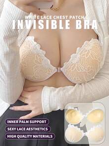 性感蕾丝花瓣文胸隐形无肩带硅胶丰胸带文胸女士 - 彩色 - 查看 3