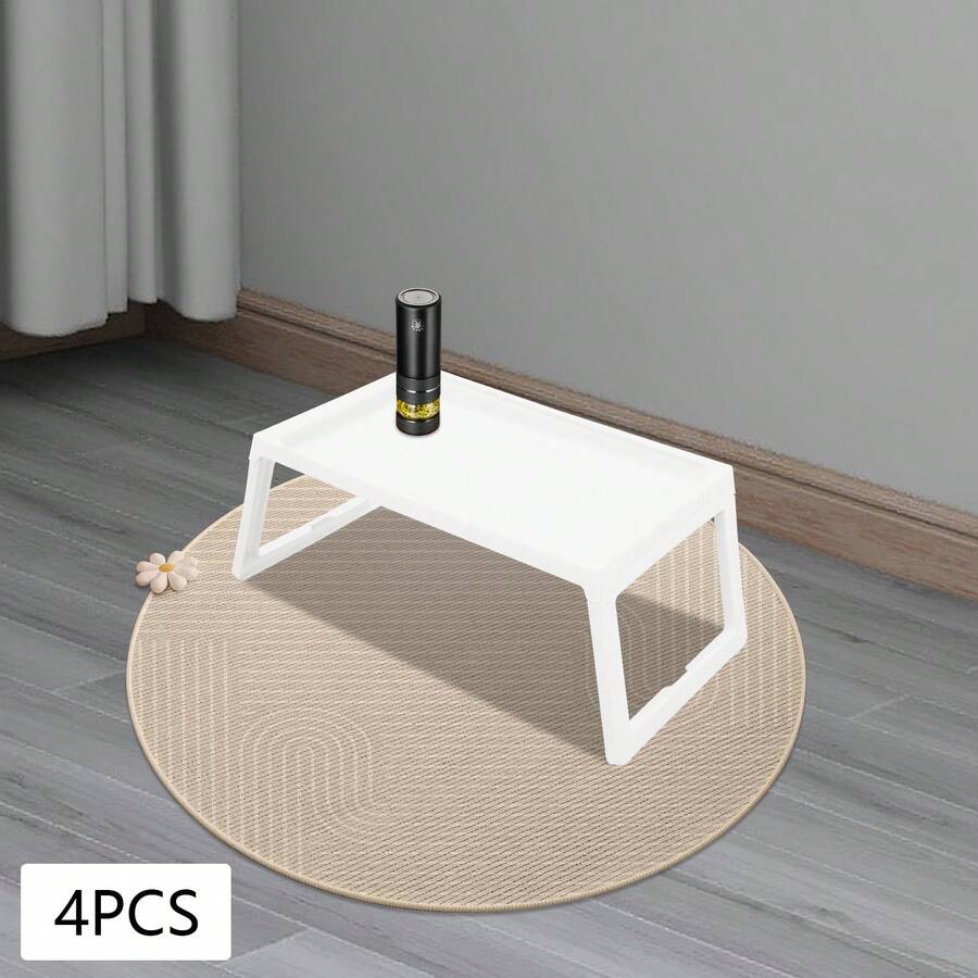 YUNRUX 4x Bed Tray Tables White Plastic Bed Tray Table With Folding Legs - White - View 1