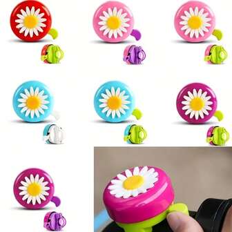 1pc Bicycle Bell, Chrysanthemum Riding Bell With Crisp And Clear Sound, Adorable Colors With Floral Pattern Top - Suitable For Any Standard Straight Bicycle Or Tricycle, Stunt Scooter, Mountain Bike, BMX Bike, Cruiser Etc. Enhances And Looks Fashionable!