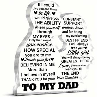 1pc, Daughter To Dad's Birthday Gift And Thanksgiving Gift, Cool Dad Gift Acrylic Material Souvenirs, Suitable For Office Furniture Desktop Decoration Oh