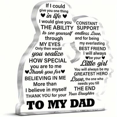 1pc, Daughter To Dad's Birthday Gift And Thanksgiving Gift, Cool Dad Gift Acrylic Material Souvenirs, Suitable For Office Furniture Desktop Decoration Oh