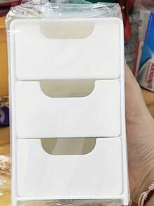 1 件时尚 3 抽屉储物整理器 - 非常适合存放办公用品、珠宝和化妆品 - 便携式轻质塑料隔板配件、办公桌整理器、珠宝盒 - 彩色 - 查看 2