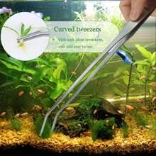 2pcs Set, Straight & Bent Tip Tweezers, Thicker Bent Stainless Steel Tweezers, Gardening/Aquascaping Tweezers With Teeth, Non-Slip Round Head, For Reptile Feeding Tools