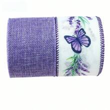 1 Stück lila Schmetterling Kropfband mit Drahtrandschleife Stirnband, DIY Bastel-Nähgeschenk-Verpackung Kunstleinenbandage