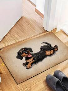 1pc Vintage Style Cute Dog Printed Doormat, Ultra-Thin Non-Slip Indoor Entrance Floor Mat, Welcome Rug, Bathroom Bedroom Mat, Garden Carpet, Home Decor Gift, Washable & Irronable