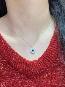 1pc Original S925 Sterling Silver INS Heart-Shaped Luxury Shell Pendant Necklace, Elegant For Women's Daily Wear, Festivals, Parties, Mother's Day Gift