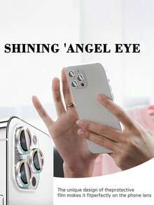 3pcs Camera Lens Protector Film Compatible With Iphone 16 Pro/16 Pro Max, Luxury Metal Rhinestone Ring Design 9H Hardness Anti-Scratch Protective Film, Friendly Phone Accessories - Multicolor - View 2
