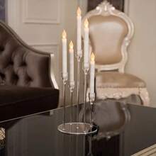 1/4pcs Acrylic 5-Arm Candle Holder, Metal 5-Arm Candle Holder, Transparent Candle Holder Center Decor Suitable For Wedding, Living Room, Dining Table, Christmas Decoration, Valentine's Day/New Year Gift