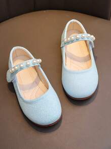 1 par de Sapatilhas macias de Verão para Meninas, 1 par de Sapatos Tipo Slip-On Fashionáveis com Pérolas, 1 par de Scarpins Formais Tipo Mary Jane