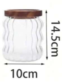 1 个圆形玻璃罐，带木盖和密封软木塞，用于香料、糖、咖啡、茶叶储存、透明糖果食品容器、玻璃瓶、咖啡渣储存罐、茶罐、谷物储存罐、香料罐 - 彩色 - 查看 8