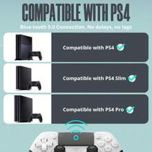 وحدة تحكم لاسلكية ل- PS4 مع زرّي خرائط ، صوت 3.5مم وميزة Turbo ، تحكم بالاستشعار الحركي ، اهتزاز مزدوج ، لوحة ألعاب ل- PS4 ، متوافقة مع PS4 ، جهاز نحيف ، برو