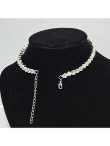 Large Crystal Rhinestone Necklace Collar Clavicle Chain, Fashion Jewelry For Women - Silver - View 2