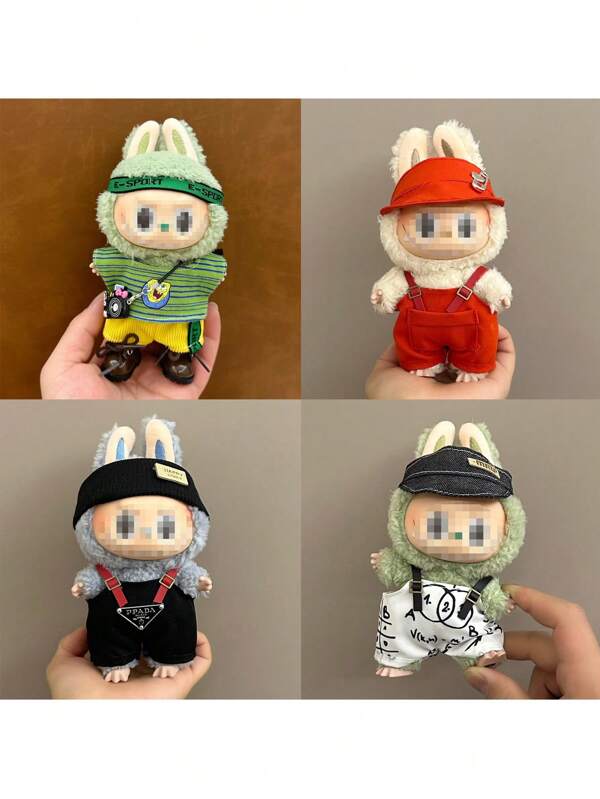 LABB Plush Doll 17cm Suspenders Outfit Set, Detachable Clothes Only, Suitable For 1st & 2nd Gen LABB Apparel, Sitting Party Dress, Excluding Shoes