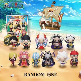 TOEI ANIMATION 1 pieza Bolsa sorpresa con llavero/clip de personaje de anime en 3D de One Piece con licencia oficial de Luffy, Zoro, Yamato y otros 11 personajes de estilo de dibujos animados lindos, regalo de amigo y presente de Navidad