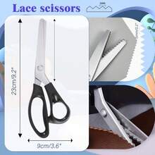 5毫米三角锯齿不锈钢布料剪刀，裁缝专用锯齿剪，握感舒适，适用于纺织品装饰图案、服装制作、工艺制作和缝纫。 - 黑色 - 查看 3