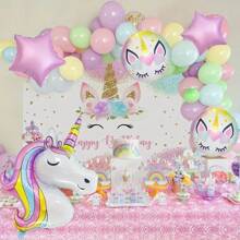 Set de 5 globos de papel de aluminio con forma de estrella en color rosa, combinación de globos con tema de unicornio, adecuado para fiesta de cumpleaños, actividades principales, decoración de boda romántica, eventos con tema de campus y decoración de celebración de aniversario