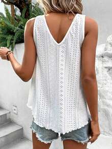 Plus Size Women's Fashionable Casual Sleeveless Top, Versatile For Spring/Summer - White - View 4