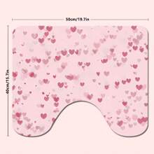 4 Stücke rosa Herz Thema Badezimmer Vorhang Set, Badematte, U-förmiger Toilettendeckel, wasserdichter Duschvorhang, dekorativer Badezimmer Raumteiler Vorhang, moderner Stil, ohne Bohren erforderlich, maschinenwaschbar, Badezimmer Accessoires, Rückfahrt zur Schule Badezimmer Dekoration