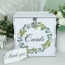 VICKYO 1 conjunto de caixas para cartões de casamento brancas com fechadura, caixa para cartões de presente com detalhes florais românticos, porta-cartões de presente elegante para casamentos, noivados, aniversários e chás de bebê, material de PVC durável, decorações para festas de casamento