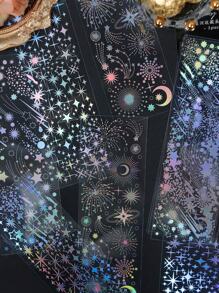 (Set de 3) Pegatinas de galaxia estrellada brillante de PET, pegatinas decorativas de alta calidad para scrapbooking, planificadores, diarios, manualidades DIY