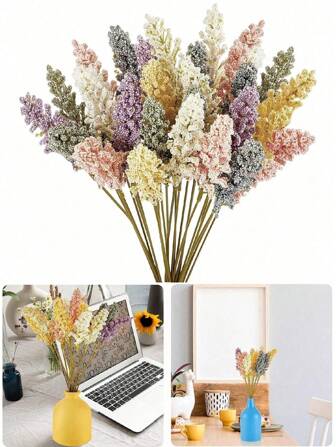 6 mazzi di fiori di canne artificiali, decorazione in stile boho, punte in schiuma di bacche, mini steli finti per decorazione boema domestica, composizioni floreali per matrimoni, cucina country fattoria, decorazioni da appendere per interni ed esterni, regali per Natale, compleanni, lauree